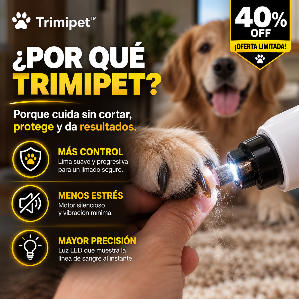 Trimipet™ | Limador Eléctrico para Mascotas Antiestrés